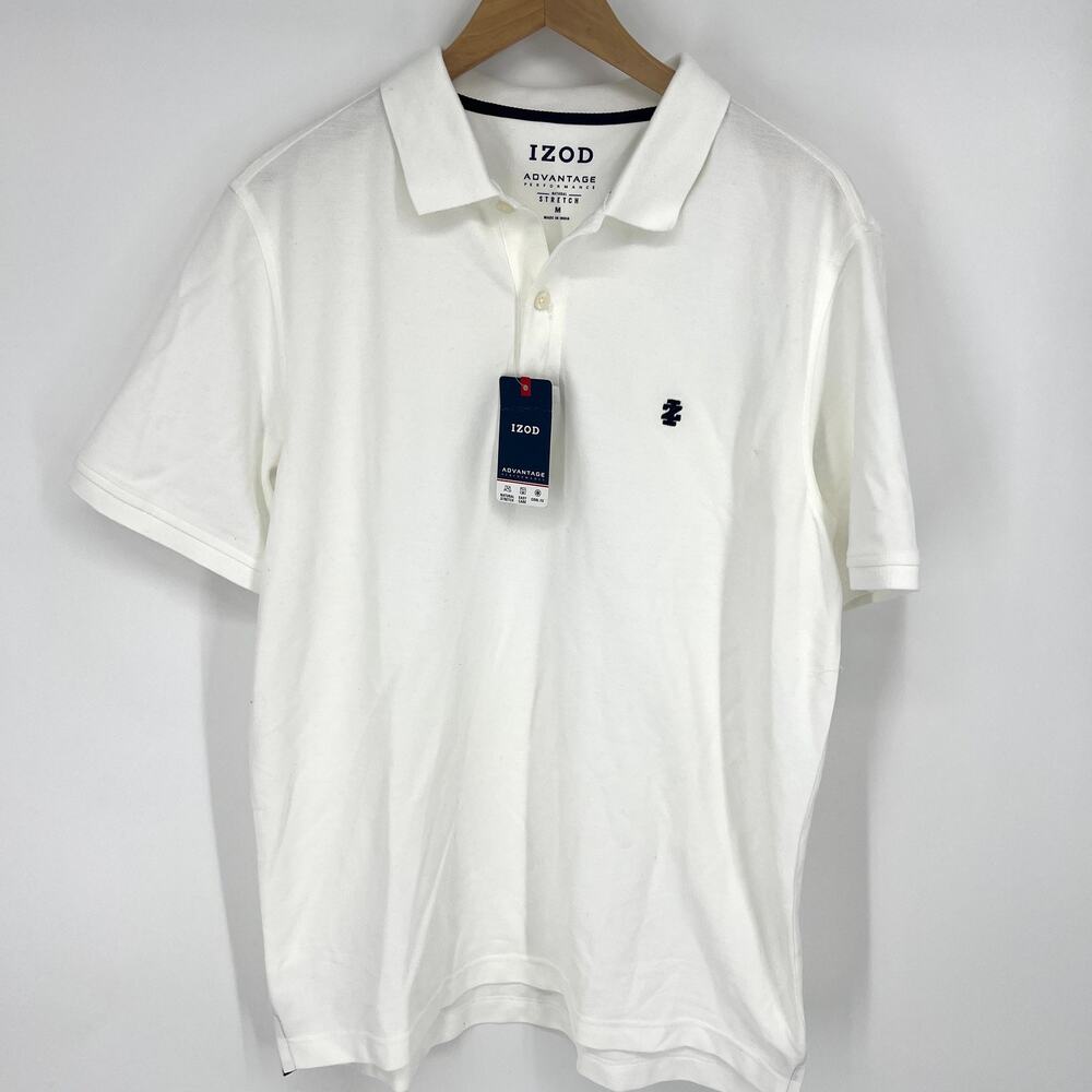 IZOD Advantage Mens White Stretch Polo New Size M